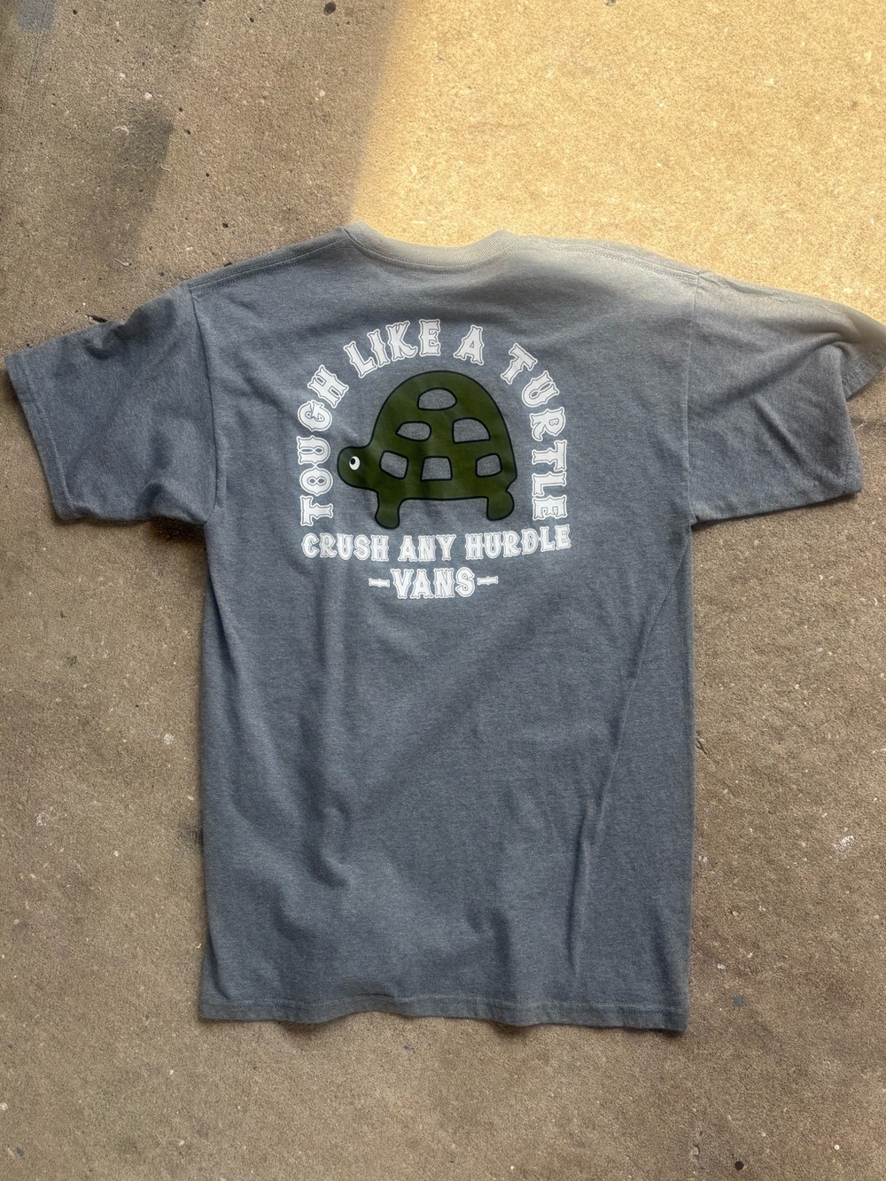 Vans Gray Tee with Green Turtle Graphic
